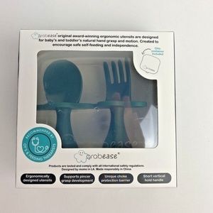 Grabease Ergonomic Baby & Toddler Self Feeding Utensil Set 6m+ -Green-